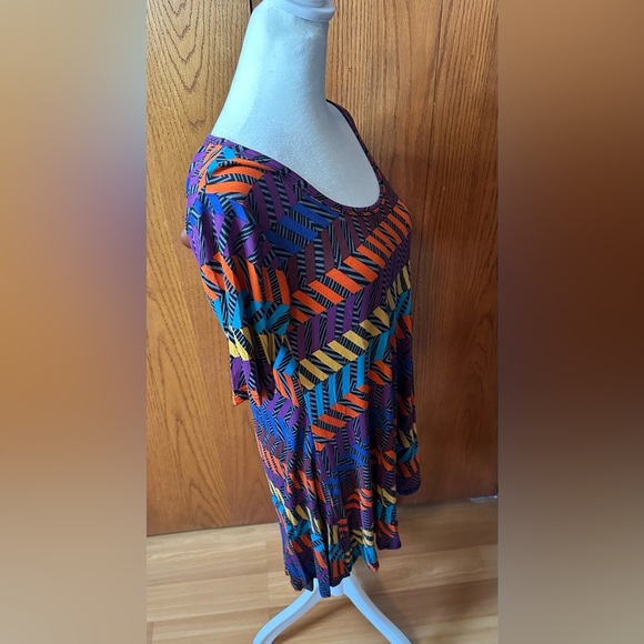 NWT Lularoe XXSmall Perfect High Low T Shirt Tunic Purple Orange Blue Gold Black - Picture 4 of 16